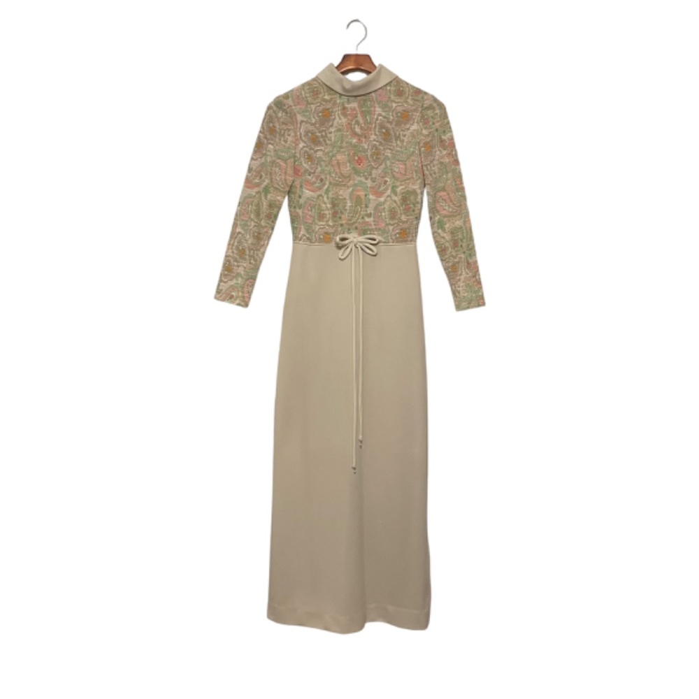 Vintage Mod Empire Waist‎ Paisley Maxi Dress Bleeker St Jonathan Logan